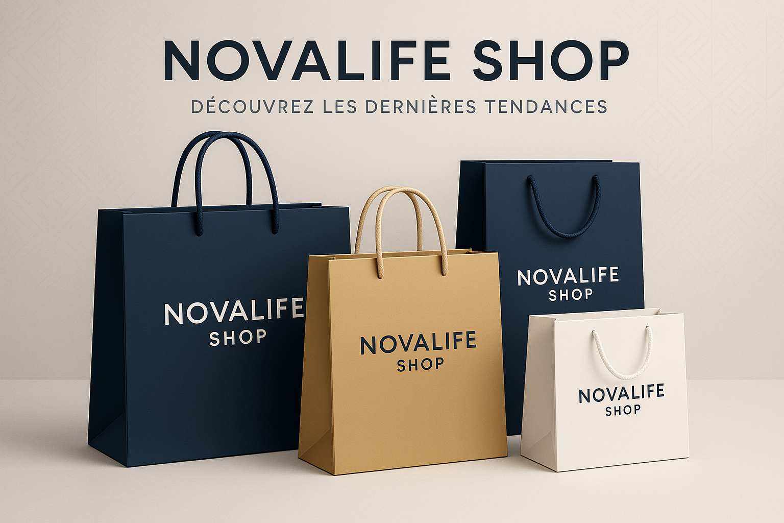 Bannière Novalife Shop avec slogan tendances